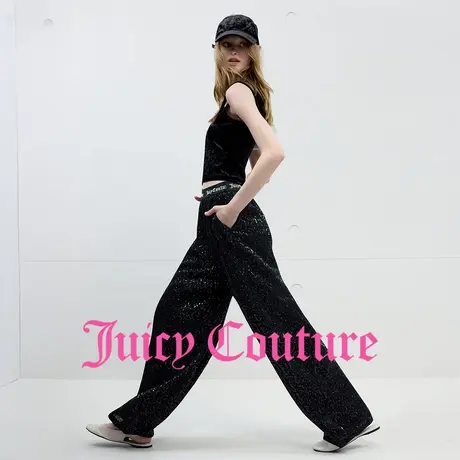 Juicy Couture橘滋休闲裤女2025年秋季新款气质亮片宽松阔腿长裤商品大图