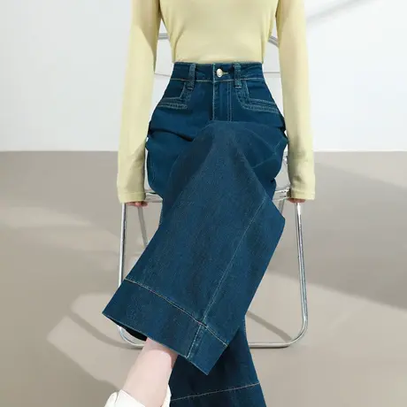 复古微喇牛仔裤女2025春秋新款高腰阔腿不贴腿直筒垂感显瘦喇叭裤图片