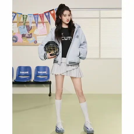 唐狮2025春季新款女外套学院风宽松时尚加厚卫衣开衫连帽超好看k商品大图