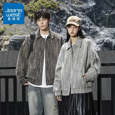 N5真维斯外套男2025新款秋季美式潮牌复古宽松上衣情侣装春秋夹克图片