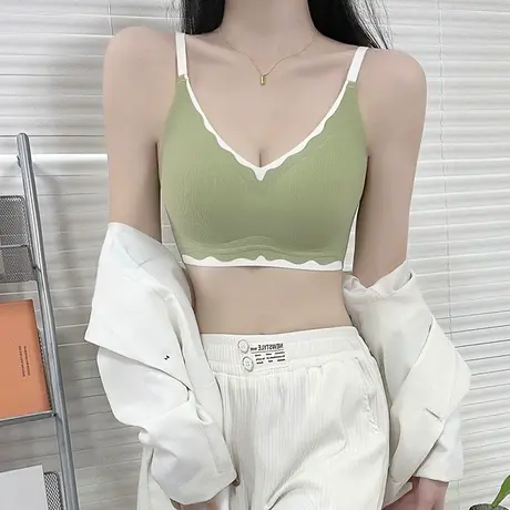 都市丽人小甜筒软支撑无尺码内衣女撞色无痕光面无钢圈透气文胸罩图片