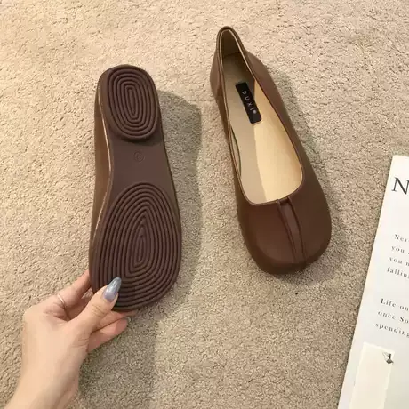 文艺复古圆头软皮奶奶鞋女2023新款仙女温柔平底晚晚大头孕妇单鞋商品大图