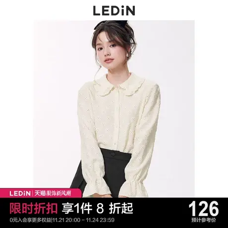 乐町甜美花朵衬衫休闲冬季新款设计感polo上衣女宽松长袖设计感商品大图