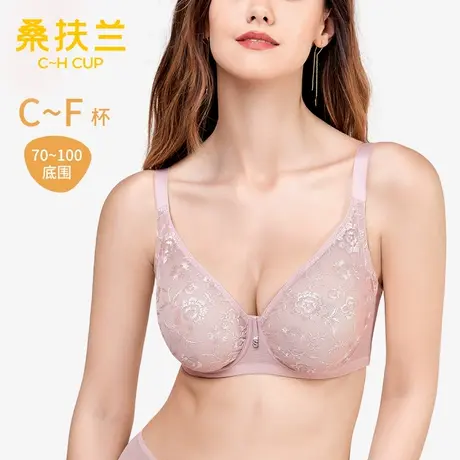 桑扶兰大胸显小薄款刺绣文胸女士内衣性感稳定舒适聚拢线雕杯女图片