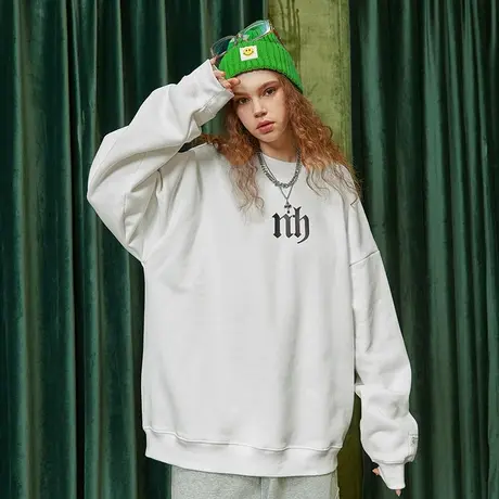 美式高街潮牌西海岸卫衣男ins国潮oversize潮流宽松简约圆领上衣商品大图