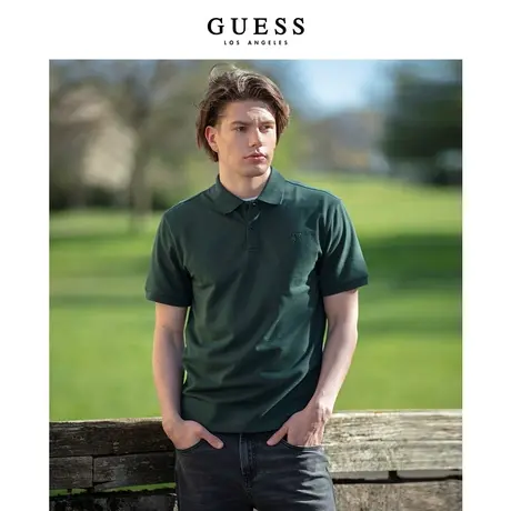 GUESS男休闲舒适多彩短袖翻领字母POLO衫重磅T恤-MN2K9471商品大图