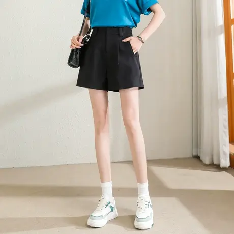 时尚气质休闲西装短裤2023年夏季新款女简约百搭高腰显瘦直筒裤商品大图