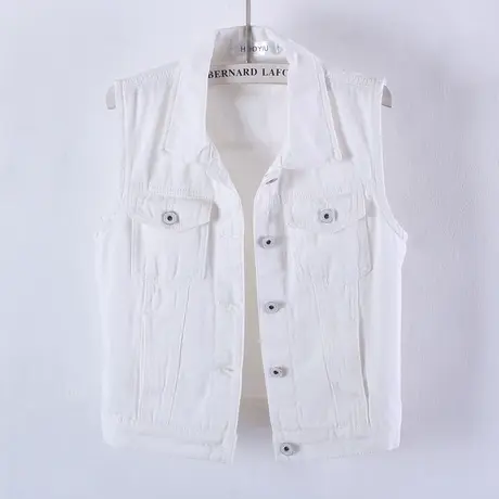 牛仔马甲女短款修身韩版潮新款春秋无袖外套背心夏薄大码马夹白色商品大图