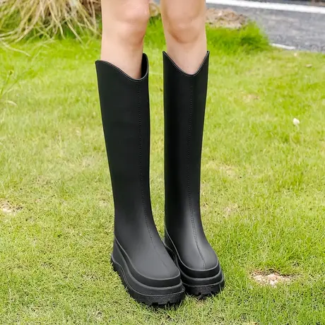 雨鞋女时尚款外穿水鞋成人厚底高筒雨靴防水防滑新款胶鞋长筒靴子商品大图