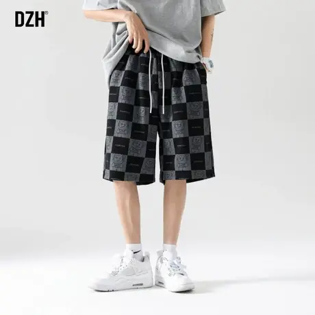 男生棋盘格裤子男短裤休闲运动宽松半截裤2023新款夏季五分裤中裤商品大图