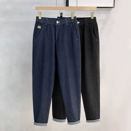 丹宁普洗男装牛仔长裤春秋美式潮牌休闲裤日系男士直筒宽松男裤子图片