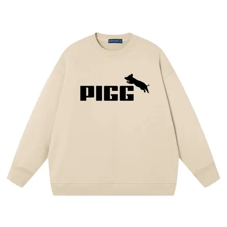 pigg恶搞彪猪佩奇衣服圆领宽松纯棉长袖卫衣男潮牌打底衫休闲装图片
