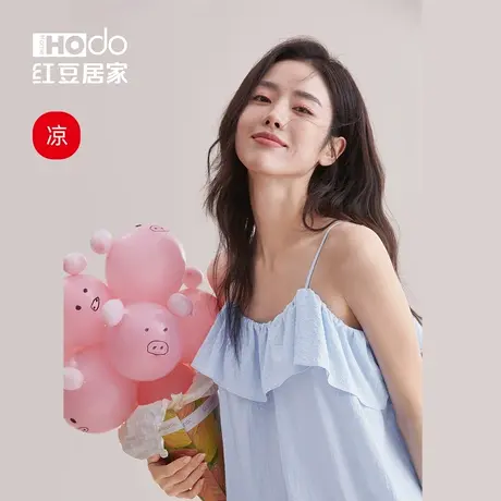 吊带睡裙女夏季棉纱红豆性感纯欲连衣裙甜美少女家居服背心睡衣裙商品大图