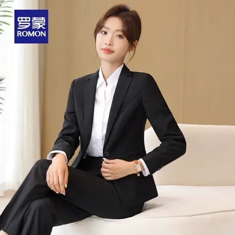 罗蒙女士西服套装2024春季商务休闲修身显瘦百搭职业装正装两件套商品大图