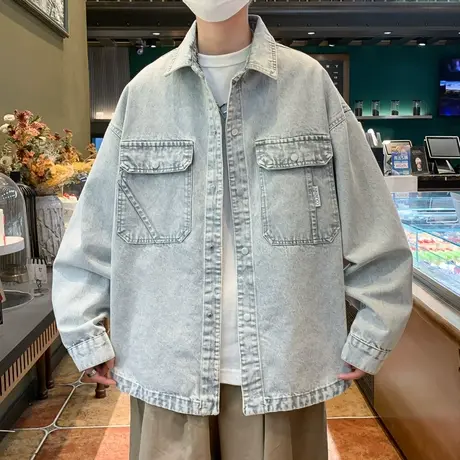 青少年春秋季2024新款牛仔外套男孩初中学生潮夹克大童男生上衣服图片