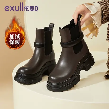 依思Q棉鞋2023冬季新款时装靴加绒街头风时尚女士瘦瘦靴短筒靴子图片