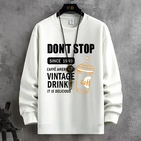 男士长袖t恤秋季新款潮流字母印花卫衣青少年学生休闲打底衫上衣商品大图