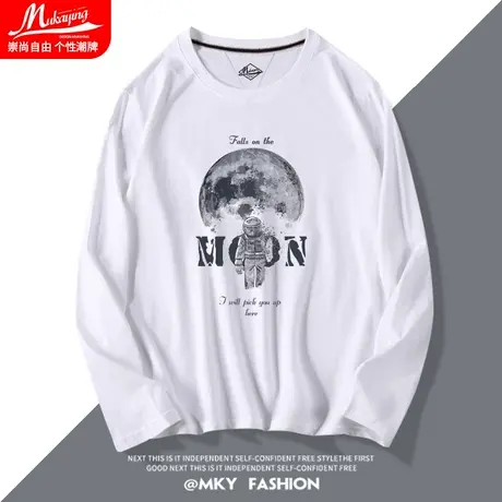 nasa宇航员联名同款长袖t恤男潮牌ins纯棉2021新款早秋打底衫体恤图片