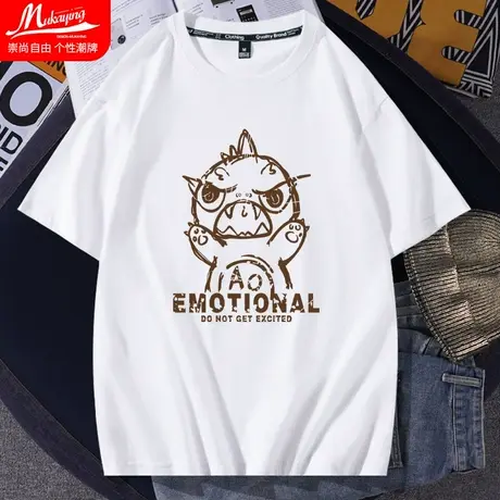男士短袖t恤男夏款美式潮流卡通打底衫圆领休闲宽松纯棉内搭上衣图片