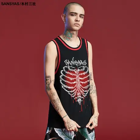 木村三社男士吸汗马甲背心男网红爆款2022纯棉不变形无袖潮牌图片