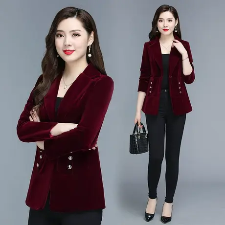 2022新款妈妈春装外套短款中年女春秋小西装洋气上衣中老年人夹克图片