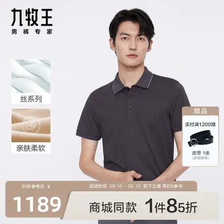 [冰丝]九牧王商场同款JT2C24237短袖T恤23年夏新款凉感polo衫男EN图片
