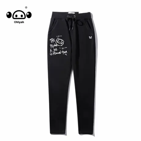 小猪米罗运动裤女纯棉春秋潮牌ins直筒宽松胖mm大码显瘦休闲卫裤商品大图