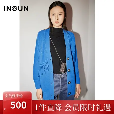 [美丽诺]恩裳COVER冬季2022纯羊毛不规则提花轻盈开衫针织衫商品大图