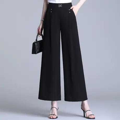 阔腿裤女2023夏季新款高腰垂感黑色薄款雪纺长裤宽松大码休闲裤子商品大图