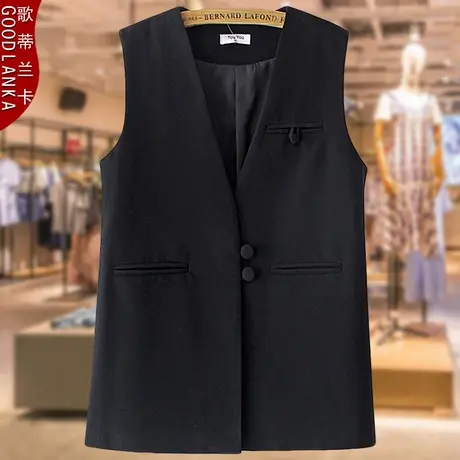 加肥加大码女装春秋马夹新款宽松中长款时尚中年胖妈妈西装马甲女商品大图