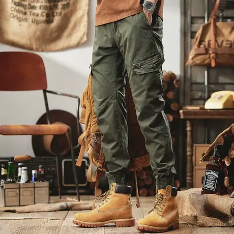 Modi Nick/摩帝尼克男士春秋直筒纯棉多口袋工装裤子修身直筒长裤商品大图