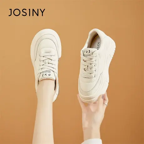 Josiny/卓诗尼小白鞋女款2024新款春季松糕女鞋厚底运动休闲板鞋商品大图