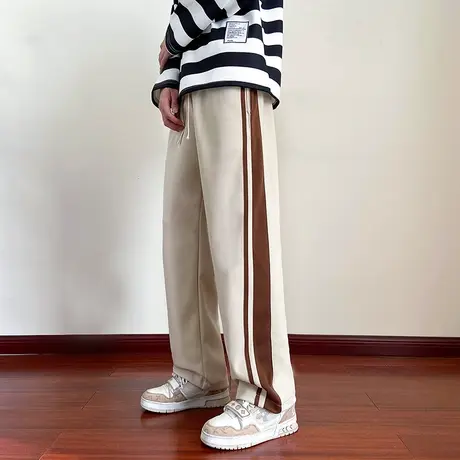 阔腿裤男夏季新款潮牌宽松条纹直筒休闲长裤潮流百搭春秋款卫裤男商品大图