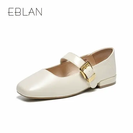 EBLAN/伊伴法式复古一字带玛丽珍鞋女2025春季新款平底方头单鞋图片