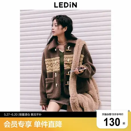 乐町秋冬牛角扣拼接棉服美式外套女潮C2AED4413图片