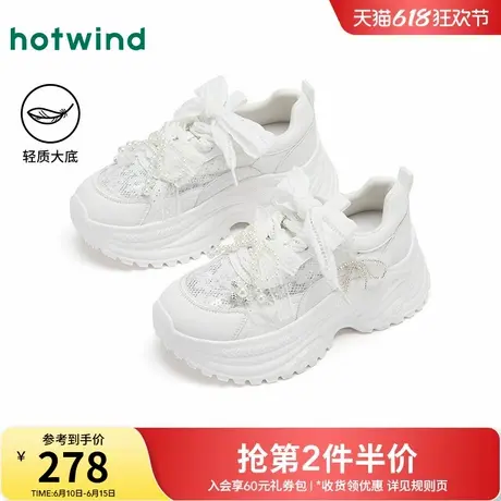 热风厚底老爹鞋女2025年秋季新款小个子运动休闲鞋蕾丝蝴蝶结女鞋商品大图