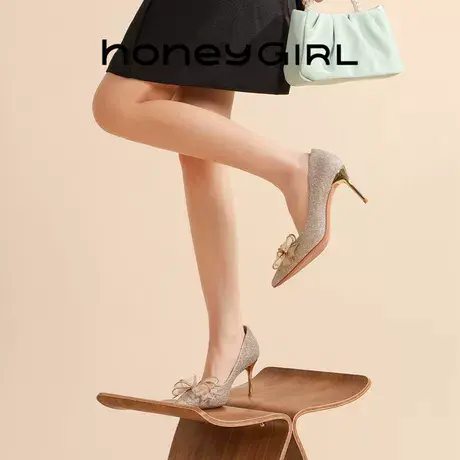 honeyGIRL尖头高跟鞋女鞋2025新款春季法式单鞋高级感新粮订婚鞋商品大图