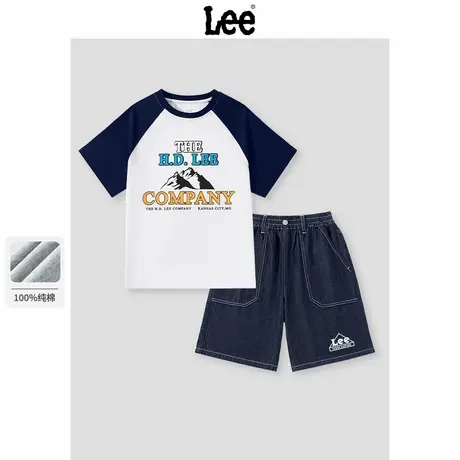 Lee童装男童套装夏薄款中大童潮流牛仔短裤儿童夏装纯棉两件套薄图片