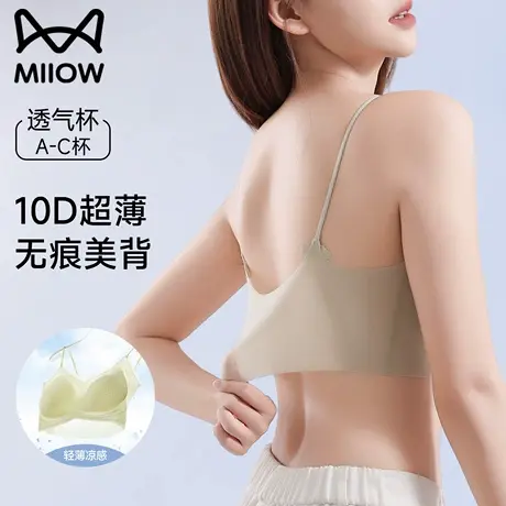 猫人细肩带内衣女大胸显小无痕美背夏季薄款2025新款背心式文胸罩图片