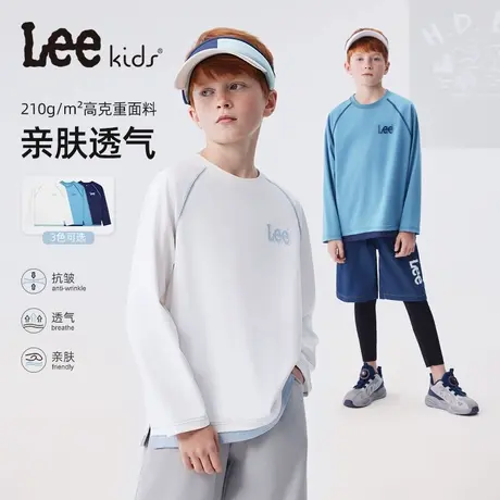 Lee童装插肩袖长袖T恤男童女童2025年秋季新款百搭休闲圆领上衣商品大图