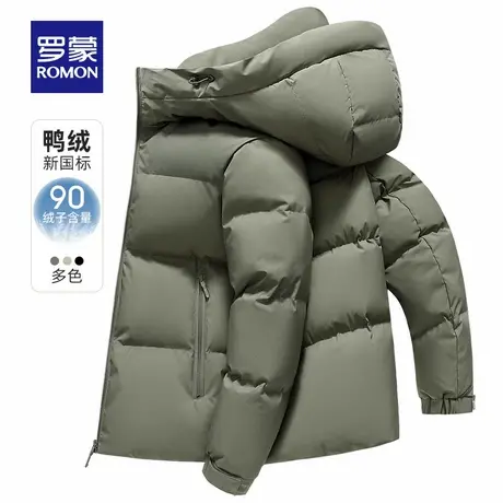 罗蒙男士时尚休闲短款连帽羽绒服2025冬季新款时尚百搭保暖面包服商品大图