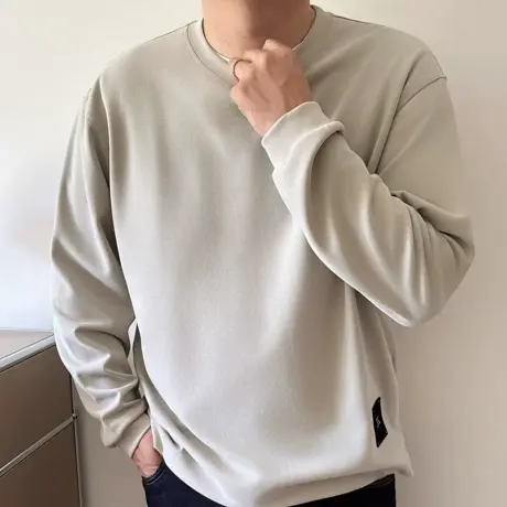 DAEVU大码男装秋款宽松舒适纯色打底衫胖子加肥加大男长袖T恤三色商品大图