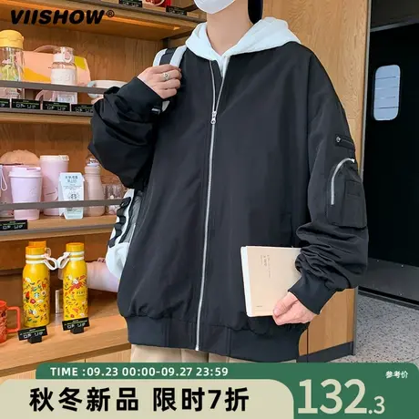 VIISHOW外套男士飞行员夹克潮牌复古宽松休闲春秋工装棒球服男商品大图