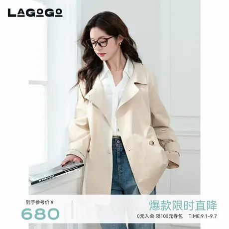 LAGOGO高智干练风衣女拉谷谷2025秋季新款经典通勤外套OCFF138B42图片