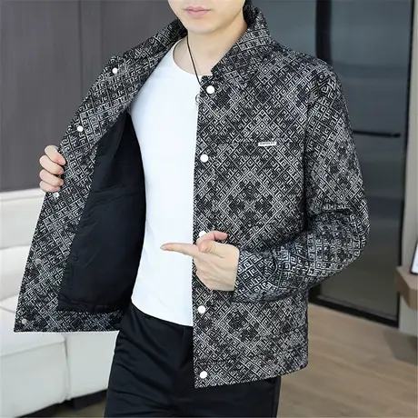 2025秋冬新款男士夹克薄款加大码外套韩版休闲男装翻领上衣服大衣商品大图