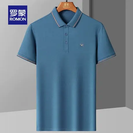 【含桑蚕丝】罗蒙男士时尚简约短袖Polo衫2023夏季新款百搭T恤衫图片