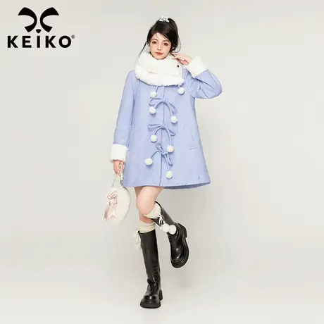 [可解围巾领] 温柔风毛呢大衣女夹棉加厚2023冬季斗篷形呢子外套商品大图