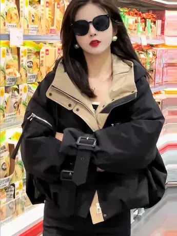 2023新款羽绒服女冬季小个子短款宽松休闲百搭韩版连帽派克服外套图片