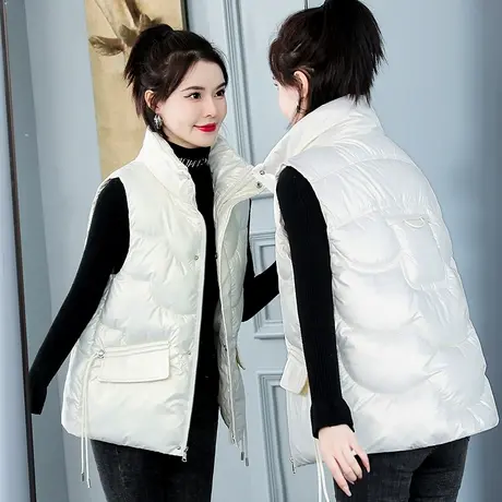 2023新款羽绒棉马甲女款宽松时尚加厚外套韩版学院风马夹坎肩立领图片