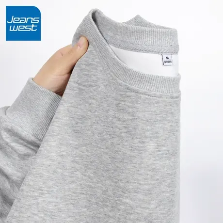 ZR真维斯灰色卫衣女春秋款2023新款男女同款宽松圆领套头上衣外套图片